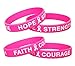 AISENO 36 Pcs Breast Cancer Awareness Pink Ribbon Bracelets Rubber Wristbands Strength Hope Faith Courage Party Wristband Supplies Unisex