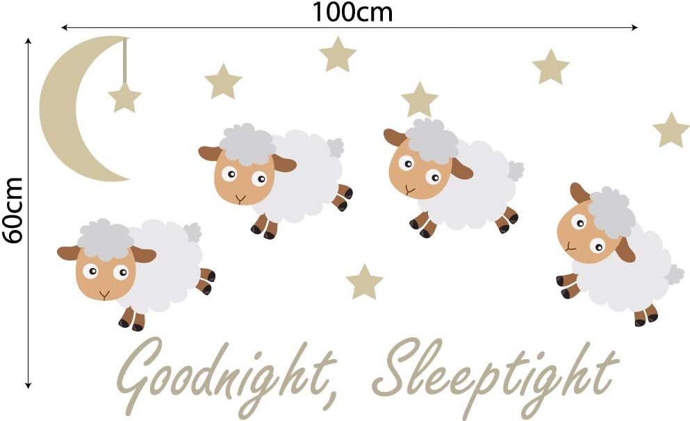 60 Second Makeover Limited Full Colour Counting Sheep Neutral Nursery Wall Sticker Decal Goodnight Sleeptight Baby Room Children's Bedroom - Image 3