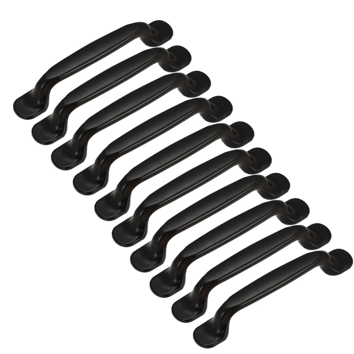 Qrity 20Units Black Aluminum Cabinet Door Drawer Handles Knobs Pull Handles Cupboard Closet Door Bow Shape Pull Handle (128MM)