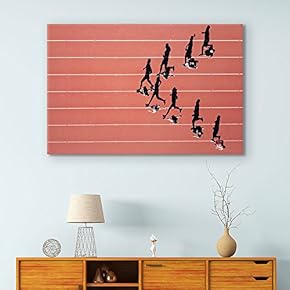 Canvas Wall Art Sports Theme - People Jogging on The Track - Giclee Print Gallery Wrap Modern Home Art Ready to Hang - 12x18 inches