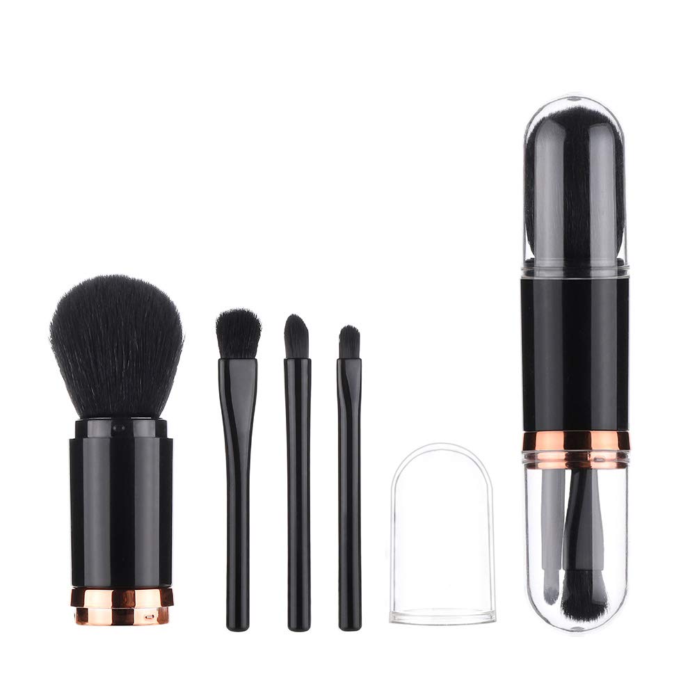 Nerplro 4 in 1 Retractable Makeup Brushes, Cosmetic Beauty Makeup Minerals Powder Brush Travel Retractable Kabuki Brush, Foundation Blush Brush Cosmetic Tool