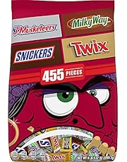 SNICKERS, TWIX, MILKY WAY & 3 MUSKETEERS Mixed Chocolate Bulk Halloween Candy Assortment-130.57oz/455ct