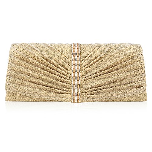 Damara Womens Rectangle Rhinestone Pintuck Crossbody Evening Bag,Gold Bags & Cases Store
