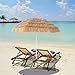 Caymus 7ft Hula Thatched Tiki Umbrella Hawaiian Style Beach Patio Umbrella Natural Color 8 ribs
