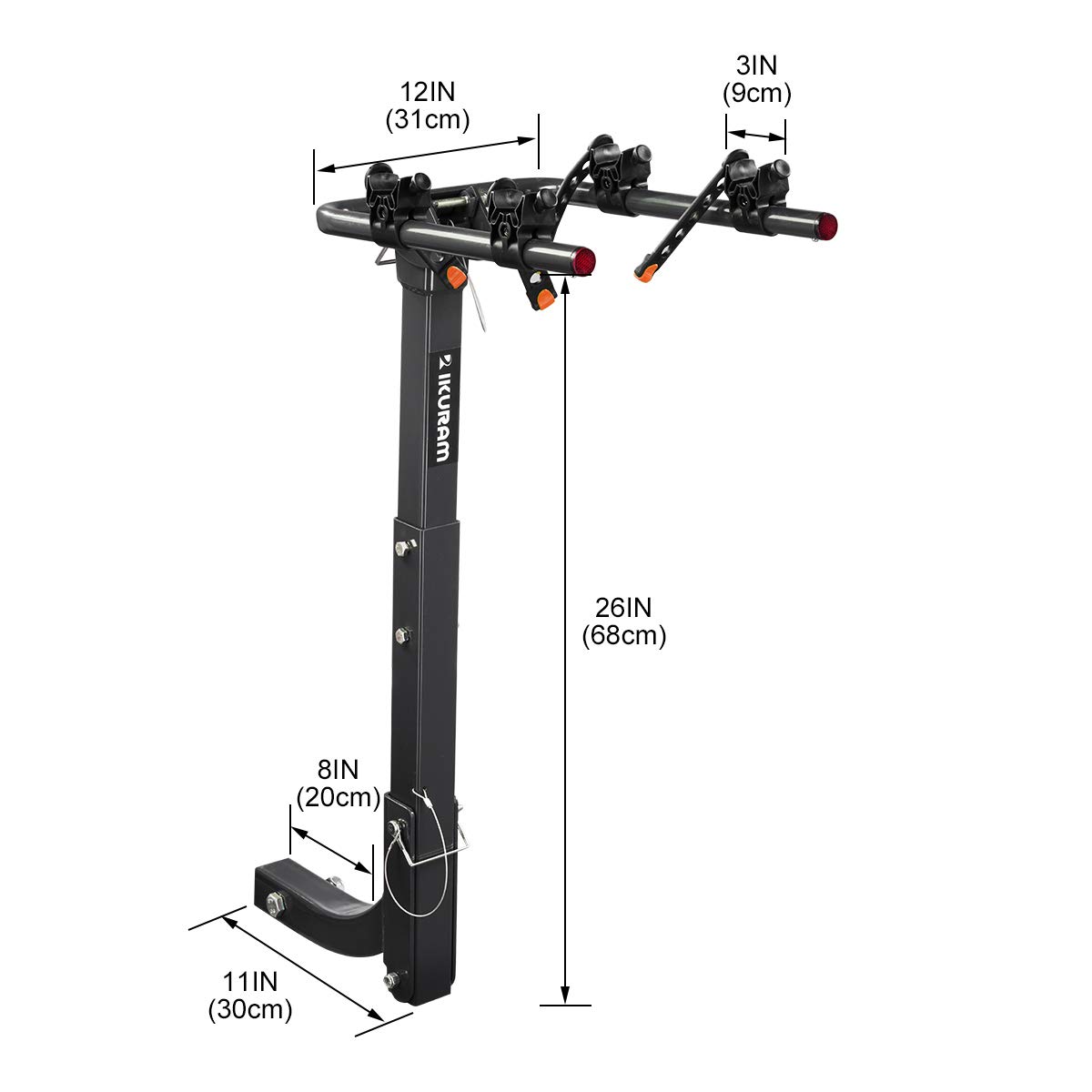 IKURAM 2 Bike Rack Bicycle Carrier Racks Hitch Mount Double Foldable Rack for Cars, Trucks, SUV's and minivans with a 2" Hitch Receiver