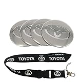 New 1pcs Toyota Keychain Lanyard Badge Holder + 4pcs Set 65mm x 65mm Toyota Logo Emblem Badge Sticker Wheel Hub Caps Centre Cover Fit for Toyota Corolla RAV4 Camry Crown Prius REIZ VIOS Yaris