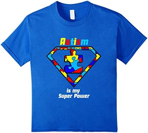 Kids Autism Is My Superpower Shirt Superkid Mom Awareness Puzzle 8 Royal Blue