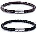 FIBO STEEL 2-3PCS Stainless Steel Braided Leather Bracelet for Men Women Wrist Cuff Bracelet 7.5-8.5 inches