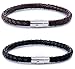 FIBO STEEL 2PCS Stainless Steel Braided Leather Bracelet for Men Women Wrist...