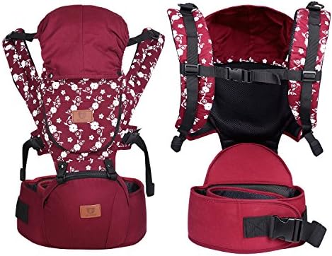 FEELIKE Baby Carrier SIX-Position, 360° Ergonomic Baby &amp; Child Carrier BABY HIP SEAT Carrier Burgundy
