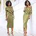 Ankola Dresses, Women Fashion One Off Shoulder Bodycon Long Sleeve Midi Shift Dress Cocktail Party Dress (L, Green)