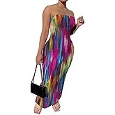 PINSV Women Maxi Strapless Dress Long Wrap Casual Party Club Cocktail Dresses