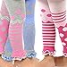 TeeHee Socks Little Girls Adoroble Thin Tights Footless 3 Pairs Chevron Stripe Wild Dots Ruffle Bottom Pink Heather Grey (6-8 Years)