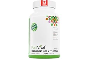 PlantVital Organic Milk Thistle Extract Capsules - Made in Canada - Vegan - 80% Silymarin Flavonoids - Can support liver func