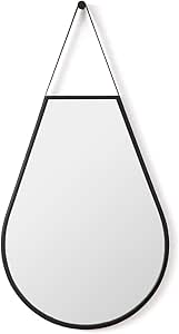 Aspecto - Espejo de Pared Colgante con Forma de lágrima, Color Negro, 51 x 98 cm