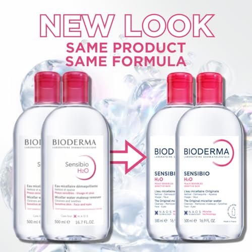 BIODERMA SENSIBIO H2O MICELLAR WATER, MAKEUP REMOVER CLEANSER, GENTLE FOR SKIN, FRAGRANCE-FREE & ALCOHOL-FREE, GENTLE FACE CLEANSER FOR SENSITIVE SKIN, 8.4 FL OZ