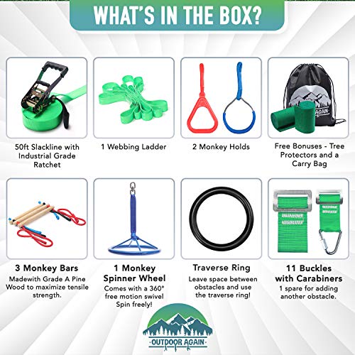 Ninja-Warrior-Obstacle-Course-for-Kids-55-ft-Slack-Line-8-Obstacles--Ninja-Slackline-Obstacle-Course-for-Kids-Backyard--Ninja-Warrior-Training-Equipment-for-Kids-Monkey-Bars-Webbing-Ladder