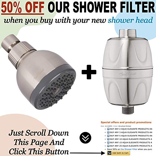 Aqua Elegante High Pressure Showerhead Brushed Nickel Best Wall Mount