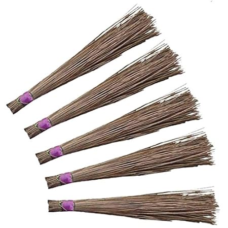 Swadesh Desi Kharata Broom, Heavy Duty & Thick (Set of 05) Coconut Grass Broom