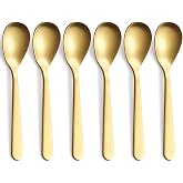 FULLYWARE Matte Gold Demitasse Espresso Spoons, Stainless Steel Satin Finish Coffee Spoons, Mini Teaspoons, Sugar Spoons, 4.7-inch, Set of 6, 6-PIECE