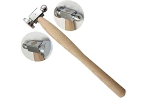 BENCH WIZARD 9.75" Steel Chasing Hammer | Convex + Bulb Head | Wooden Bulb Shaped Handle | Great For Metalworking Tasks, Including Jewelry making, Silversmithing, and Metal forming