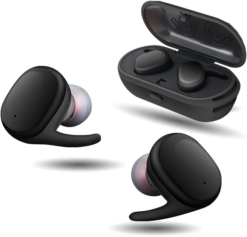 True Wireless Headphones,WOWOGO Bluetooth Headphones Sweatproof Sport Earbuds In-Ear Noise Cancelling Earphone with Built-in Mic and Charging Station for iPhone iPad Samsung (9100-black)