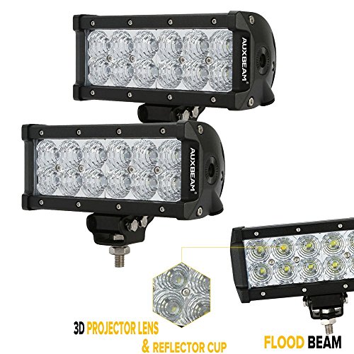 Auxbeam 2 Pcs 7.5" LED Light Bar 3D 36W Driving Light 3600lm CREE Flood beam 60 degree Waterproof for Off-road Car SUV Truck Pickup Ford F150