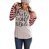 Hot Sale!Autumn Blouse,Canserin Women Fashion Round Collar T-shirt Long Sleeve Stripe Blouse Casual Tops US 4-14 (XL, Red)
