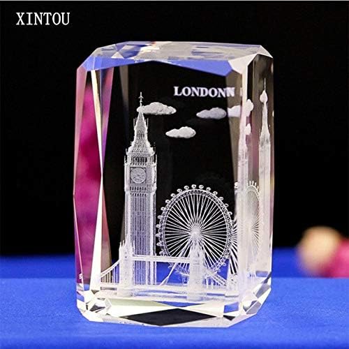 ZAMTAC Cube Crystal Glass London Building Model Paperweight 3D Laser Engraved London Tower Bridge Eye Big Ben Souvenirs Crafts - (Color, Size: 5 x 5 x 8 cm)