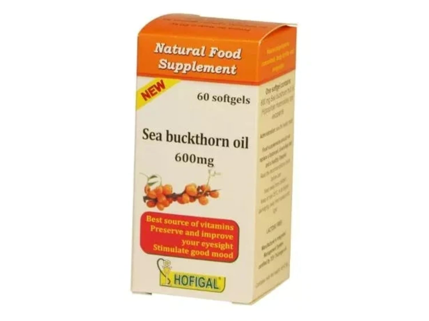 SEA Buckthorn Oil 900mg, Cold Pressed Oil, 40 Capsules