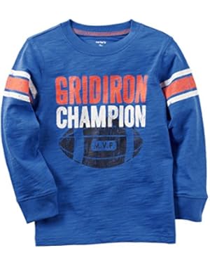 Boy's Long-Sleeve Gridiron Champion Graphic Tee; Blue (3M)