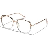 JOLLYNOVA Blue Light Blocking Glasses for Women，Oversized Lightweight TR90 Fashion Computer Eyeglasses