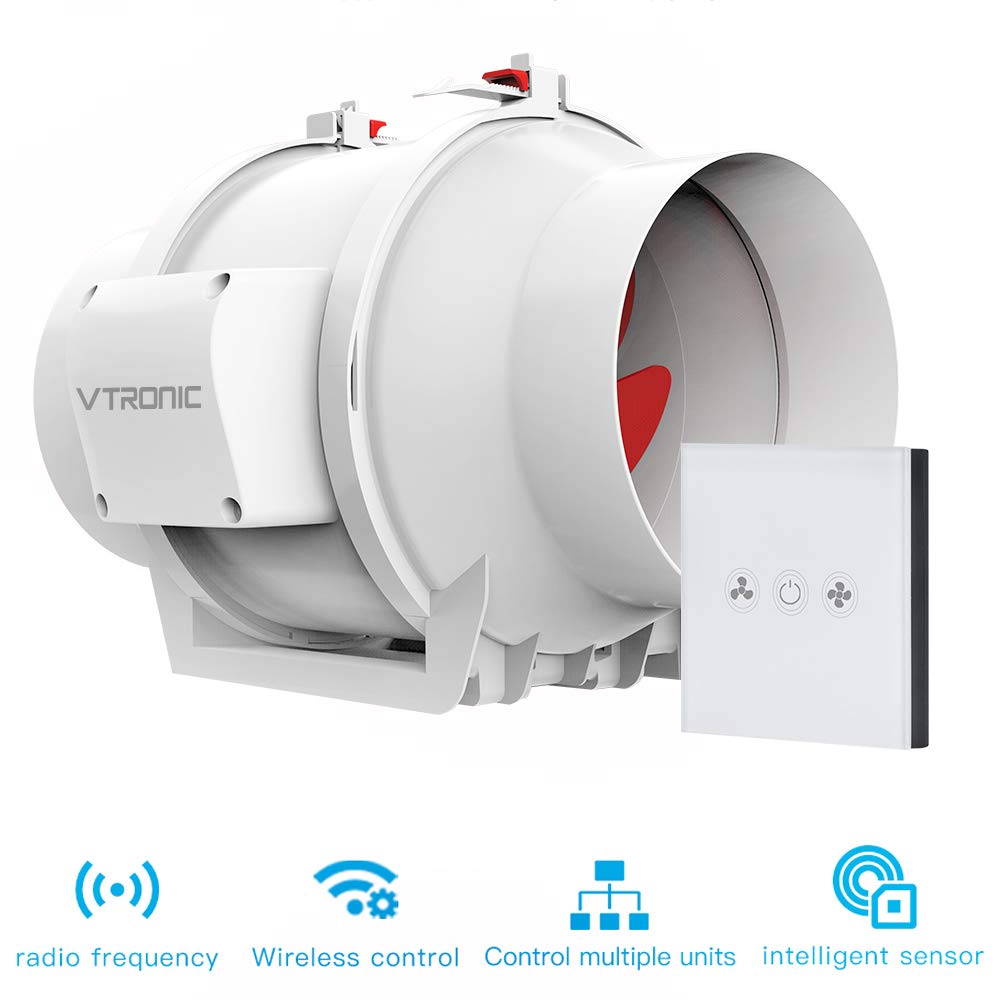 VTRONIC 6 Inch Wireless Remote Control Inline Duct Fan for Grow Tent