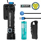 Olight Seeker 2 Pro 3200 Lumens Three Cree XP-L HD CW LED Side Switch Rechargeable Tactical Flashlight Law Enforcement Searchlight with Charging Dock Patch