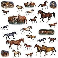 Lunarland WILD HORSES 24 Wall Stickers Room Decor WESTERN Ranch Decals Farm Decorations