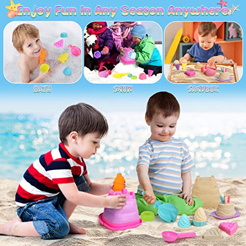 Joyreal 46 PCS Ice Cream Beach Toys - Sand Pit Toys with Collapsible Bucket and Spade Beach Set Kids with Shovel Tool Kits Storage Mesh Bag for Toddlers Boys Girls