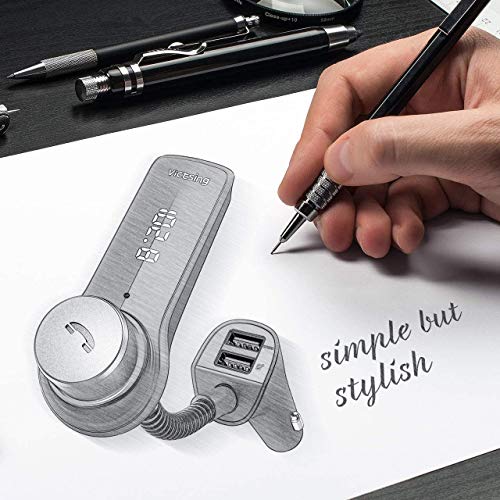 VicTsing Bluetooth FM Transmitter for Car, Wireless in-Car Radio Adapter, Music MP3 Player Car Kit with Power Off, Stereo Sound, Hands-Free Calls and 2 USB Ports Support USB Flash Drive