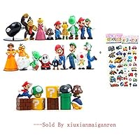 28 Piece Super Mario Bros Super Mary Princess, Turtle, Mushroom, Orangutan , Super Mario Action Figures, 2"