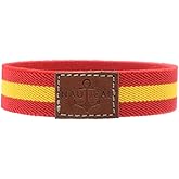 BDM - Pulsera elástica de la Bandera de España con Cuero Nautica