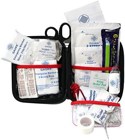 Gauke First Aid Kit 78 Pieces Light and Durable For Emergency Survival Travel or Home Red