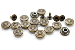 CRAFTMEMORE 3/8" Fancy Leather Rivets Round Rapid Rivet Studs for Bags Belts Bracelets Decoration (50 Pieces, Round Spike)