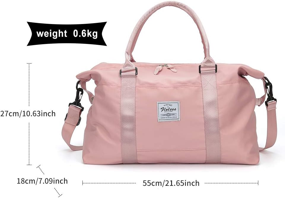 Sacs De Sport Holdall Weekend Nuit Gym Sports Sac De Voyage Femme Filles Rose Gris Sports Vacances