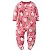 Carters Unisex Baby Santa Fleece Zip-Up Sleep & Play Pink