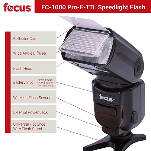 image for Focus Camera Professional Flash For Canon DSLR OR Nikon DSLR W/ TTL & 