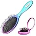 Oleh-Oleh Wet and Dry Brush Pro Detangle Hair Brush + Folding Mirror Mini Pop Up Hairbrush (rose+blue)