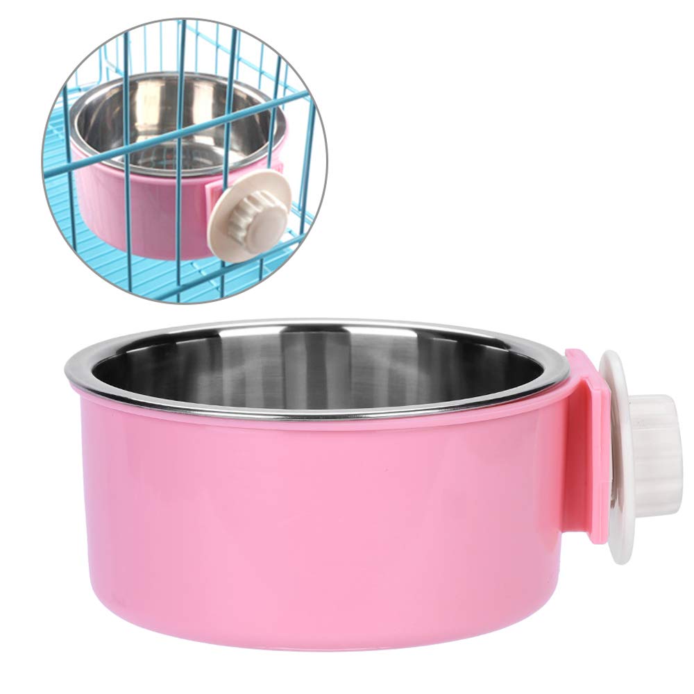 Dog Cage Crate Water Bowls Dog Food Bowl Cat Feeding Bowl 2-in-1 Pet Hanging Bowl Removable Stainless Steel Dog Bowl with Plastic Puppy Feeder Food Water Bowl for Dog Cat Bird Rabbit Hamster Ferret