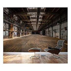 Large Industrial Hall of a Vehicle Repair Station - Removable Wall Mural | Self-Adhesive Large Wallpaper - 66x96 inches