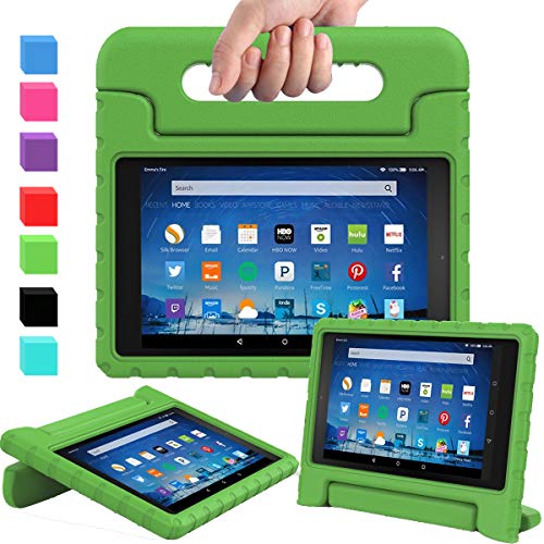 AVAWO Shock Proof Case for Fire HD 8 2017/2018 Tablet with Alexa - Kids Shockproof Convertible Handle Light Weight Protective Stand Case for Fire HD 8 inch (7th/8th Generation 2017/2018 Release),Green