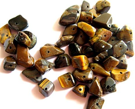 40 Tigers Eye Beads, Large Chip 10 - 12 mm, Healing Crystal Gemstone Beads, Beaded Jewelry Supplies