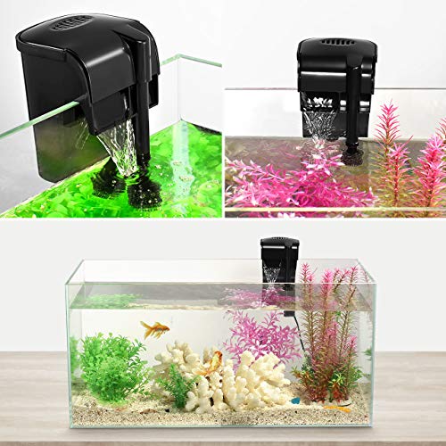 Homasy 70 GPH Aquarium Filter, Hang-on Fish Tank Filter with 9 PCS Replacement Filter Cartridges for 8-27 Gallons Tank, Adjustable Flow & Quiet Working for Cycle Oxygen - Thumbnail 5